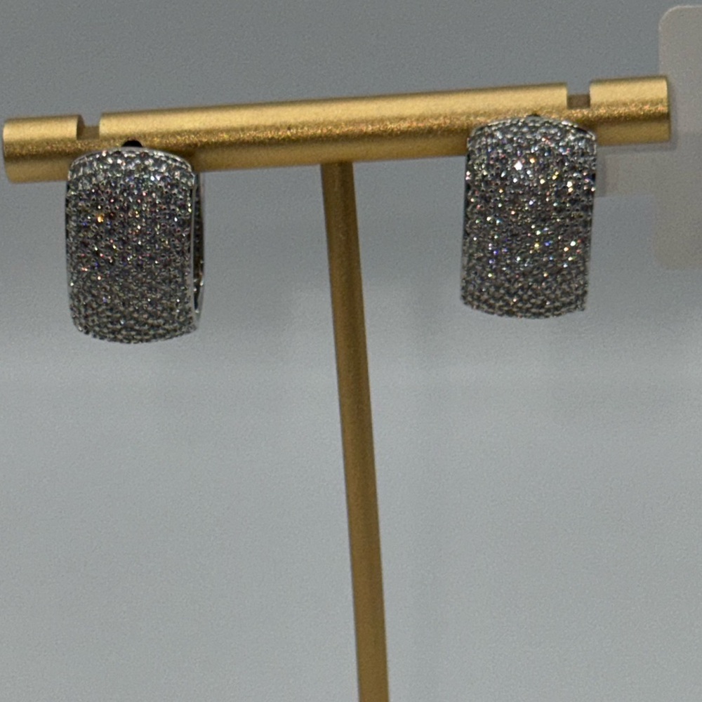 14k 2.5ct Pave Hoops - Picture 11 of 14